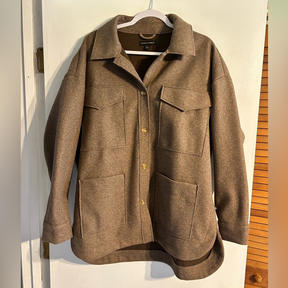 Banana Republic Ladies' Structured Brown 4 Pocket Super Soft Large Shirt Jacket